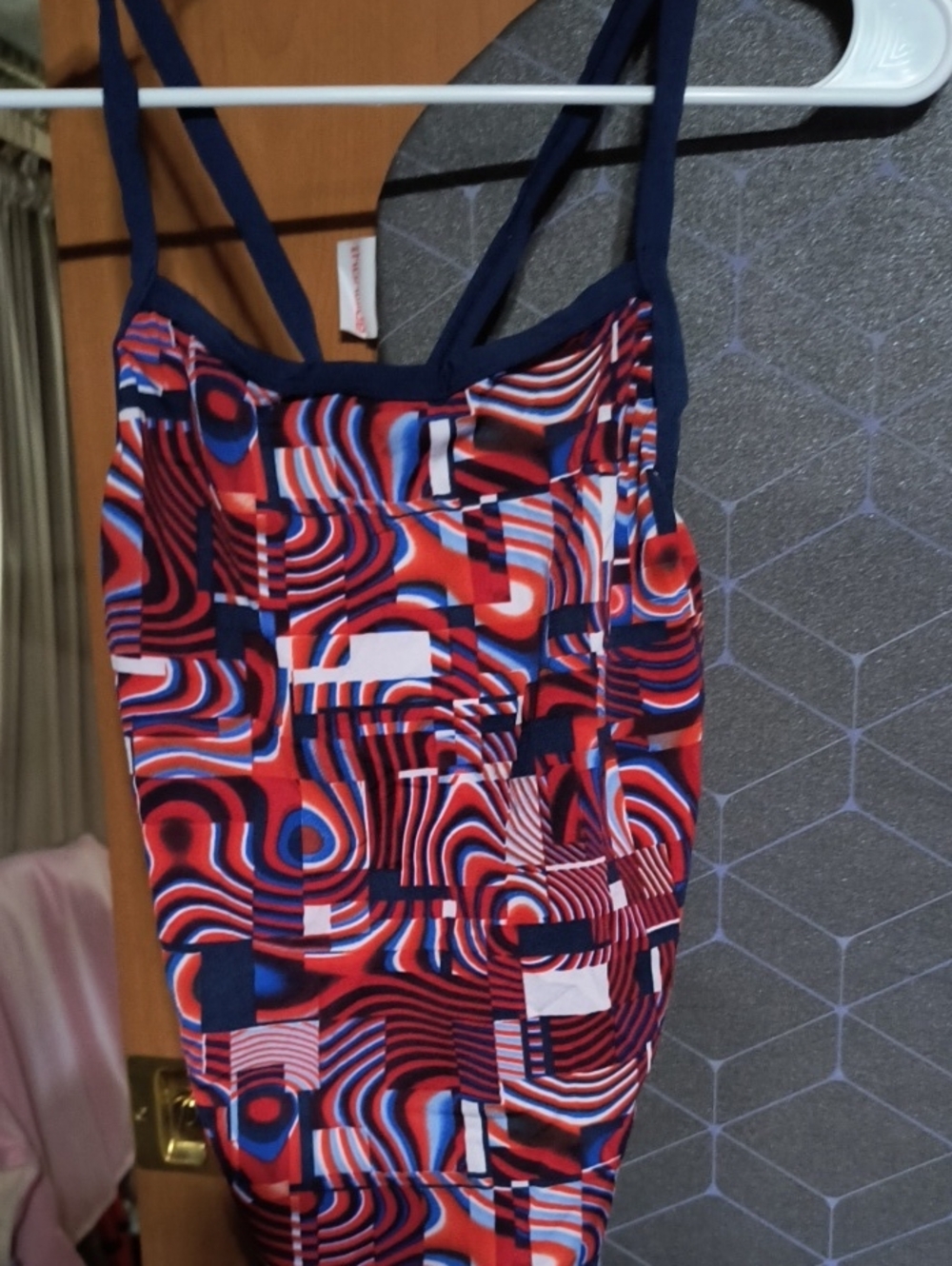 Speedo Red Navy Multi-Pattern One-Piece Swimsuit